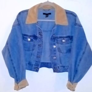 Forever 21 jean jacket with corduroy cuffs and collar